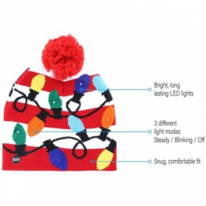 Skullies & Beanies LED Light up Hat Ugly Sweater Holiday Xmas Beanies - Lights Red - CH1923026YO $10.59