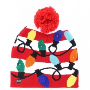 Skullies & Beanies LED Light up Hat Ugly Sweater Holiday Xmas Beanies - Lights Red - CH1923026YO $10.59