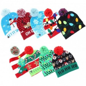 Skullies & Beanies LED Light up Hat Ugly Sweater Holiday Xmas Beanies - Lights Red - CH1923026YO $10.59