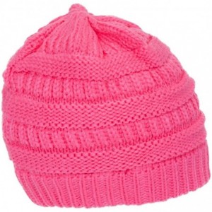 Skullies & Beanies Knit Soft Stretch Beanie Cap - Candy Pink - CV12O6BFXTV $10.72