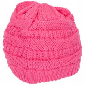 Skullies & Beanies Knit Soft Stretch Beanie Cap - Candy Pink - CV12O6BFXTV $10.72