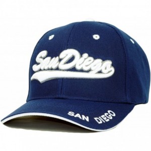 Baseball Caps San Diego Embroidery Hat Adjustable City State 3D Logo Baseball Cap - Navy/ White - C518Q09YKQ3 $12.05