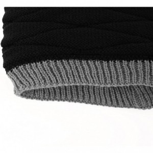 Skullies & Beanies Men's Knit Thicken and Fleece Lining Beanie Hat Winter Slouchy Warm Cap - Black Xl - C218NS7WHKI $8.08