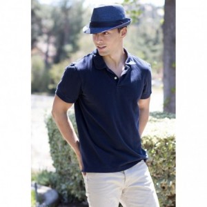 Fedoras Unisex Summer Straw Structured Fedora Hat w/Cloth Band - Navy - C1189YSN2OT $14.55