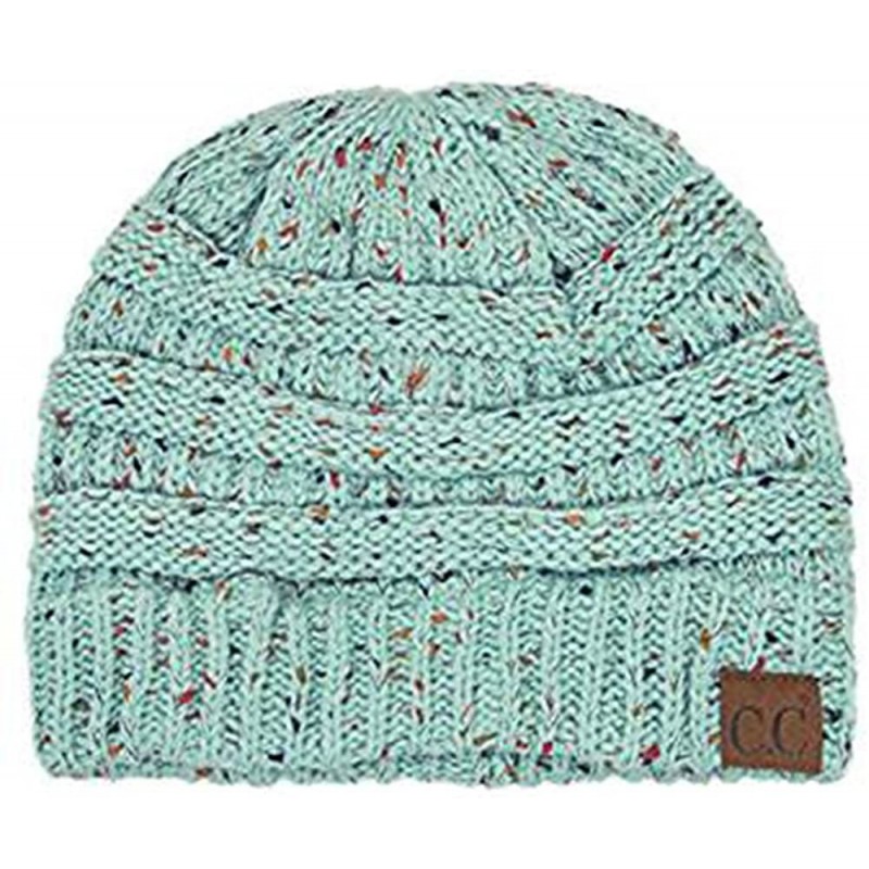 Skullies & Beanies Trendy Warm Chunky Soft Stretch Cable Knit Slouchy Beanie Skully HAT20A - Confetti Mint - C91876C8XOA $12.71