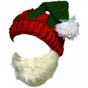 Skullies & Beanies Unisex Christmas Winter Knitted Crochet Beanie Santa Hat Bearded Caps - Red - CC187DKSIMC $29.81