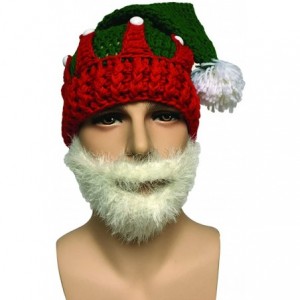 Skullies & Beanies Unisex Christmas Winter Knitted Crochet Beanie Santa Hat Bearded Caps - Red - CC187DKSIMC $14.20