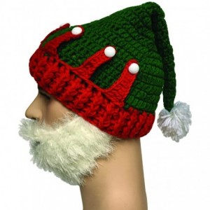 Skullies & Beanies Unisex Christmas Winter Knitted Crochet Beanie Santa Hat Bearded Caps - Red - CC187DKSIMC $14.20