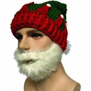 Skullies & Beanies Unisex Christmas Winter Knitted Crochet Beanie Santa Hat Bearded Caps - Red - CC187DKSIMC $14.20