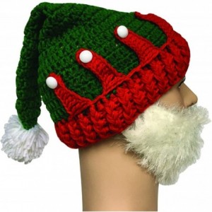 Skullies & Beanies Unisex Christmas Winter Knitted Crochet Beanie Santa Hat Bearded Caps - Red - CC187DKSIMC $14.20