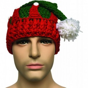 Skullies & Beanies Unisex Christmas Winter Knitted Crochet Beanie Santa Hat Bearded Caps - Red - CC187DKSIMC $14.20