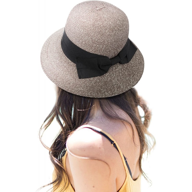 Sun Hats Women Straw Sun Hat Packable Beach Hat - Mix Olive Beige - CF18CHXOX2G $10.88