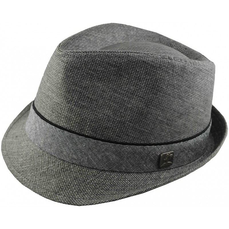 Fedoras Men's Gray Fedora Gray Band 2xl 62cm - CJ11W7Z32GH $22.57