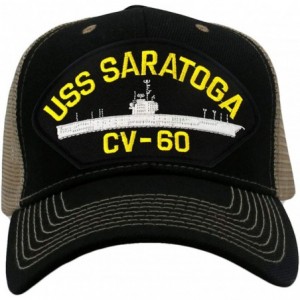 Baseball Caps USS Saratoga CV-60 Hat/Ballcap Adjustable One Size Fits Most - Mesh-back Black & Tan - CR18S04GEYN $52.99