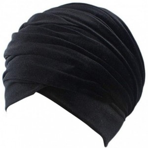 Headbands Women Velvet Turban Hat Headwrap Headscarf Headband Long Head Wrap Hijab Scarf - Bb Black - CS18YH7T593 $22.40
