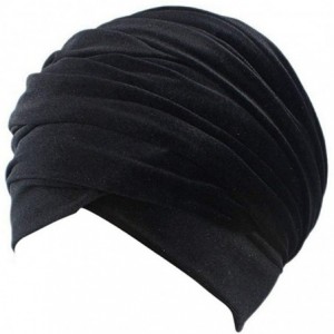 Headbands Women Velvet Turban Hat Headwrap Headscarf Headband Long Head Wrap Hijab Scarf - Bb Black - CS18YH7T593 $9.69