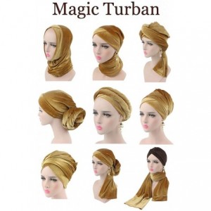 Headbands Women Velvet Turban Hat Headwrap Headscarf Headband Long Head Wrap Hijab Scarf - Bb Black - CS18YH7T593 $9.69