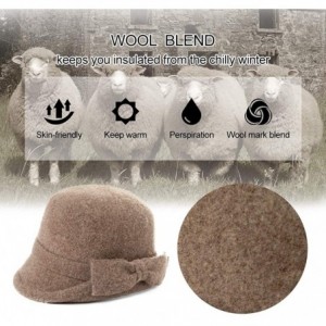 Bucket Hats Womens 1920s Vintage Wool Felt Cloche Bucket Bowler Hat Winter Crushable - 00767_camel - CG18ADR4GLC $26.96