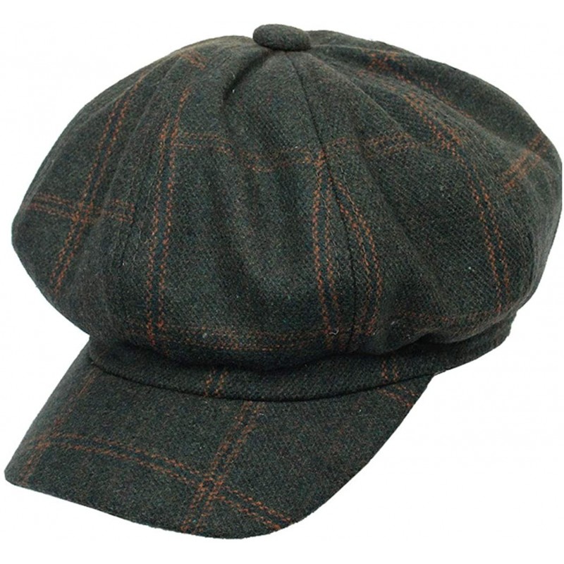 Newsboy Caps Women Tweed-Plaid Newsboy-Hats Cabbie - Classic-Cabbie Paperboy Painter Newsboy Cap - Dark Green - CU18L384TG2 $...