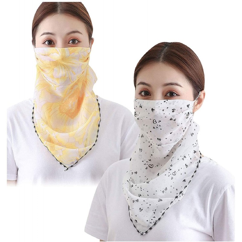 Balaclavas Women Multifunctional Bandana Chiffon Headband Scarf Balaclava Sun UV Protection - F - CF198S03NX4 $13.12