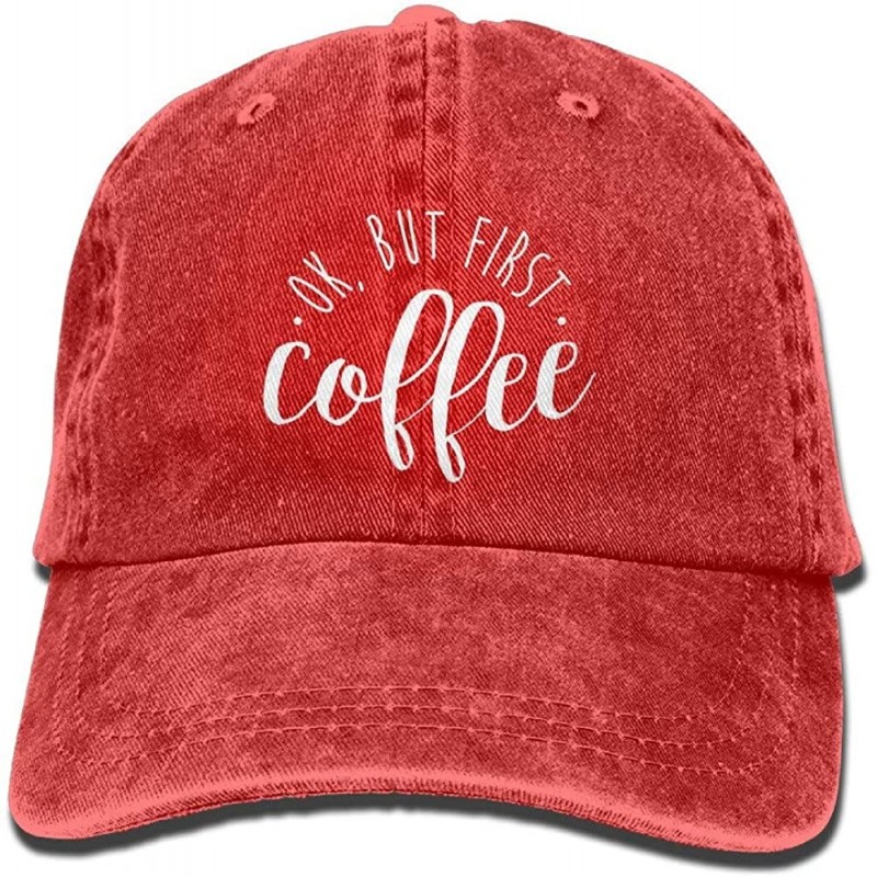 Baseball Caps OK BUT First Coffee Baseball Hat Men and Women Summer Sun Hat Travel Sunscreen Cap Fishing Outdoors - Red - CJ1...