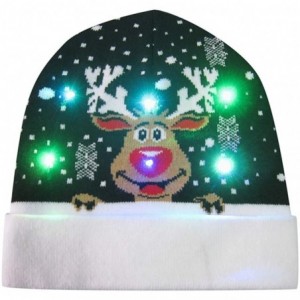 Skullies & Beanies LED Light-up Knitted Hat Ugly Sweater Holiday Xmas Christmas Beanie Cap - H - CN18ZMRCKIA $24.83