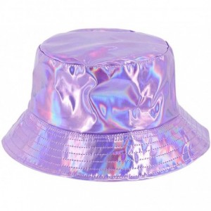 Bucket Hats Unisex Fashion Hologram Climbing Bucket Hat Waterproof Fisherman Cap Travel Sunhat - Purple - CG197ES83GE $26.58