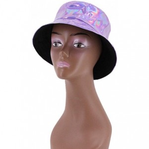 Bucket Hats Unisex Fashion Hologram Climbing Bucket Hat Waterproof Fisherman Cap Travel Sunhat - Purple - CG197ES83GE $13.84