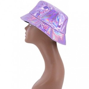 Bucket Hats Unisex Fashion Hologram Climbing Bucket Hat Waterproof Fisherman Cap Travel Sunhat - Purple - CG197ES83GE $13.84