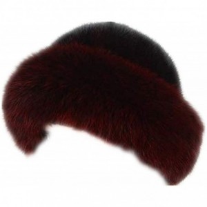 Berets Womens Winter Hat with Fox Brim Real Fur Hats - Wine Red - CA18K37UT8R $40.40