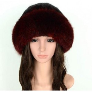 Berets Womens Winter Hat with Fox Brim Real Fur Hats - Wine Red - CA18K37UT8R $40.40