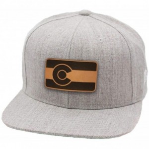 Baseball Caps 'The Colorado' Leather Patch Hat Snapback - Maroon - CV18IGOLKHD $29.69