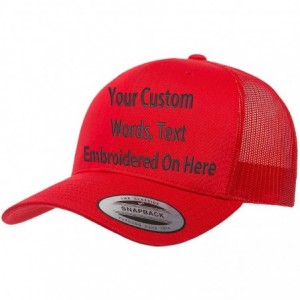 Baseball Caps Custom Trucker Hat Yupoong 6606 Embroidered Your Own Text Curved Bill Snapback - Red - CP1875NSMC8 $21.77