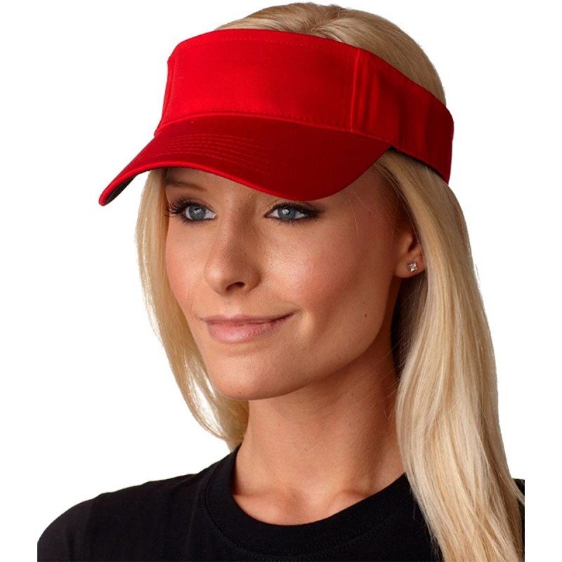 Visors Cap Visor AC101 Ace Vat-Dyed Twill - Red - C2116XU2727 $10.25