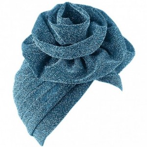 Skullies & Beanies Shiny Flower Turban Shimmer Chemo Cap Hairwrap Headwear Beanie Hair Scarf - Lake Blue - CW18ZW5NULC $11.93