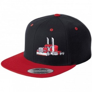 Baseball Caps Trucker Truck Hat Big Rig Cap Flat Bill Snapback - Blk & Red W/Red - C818UIN0H49 $22.96