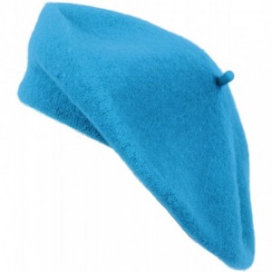 Berets Classic Solid Color Wool French Beret (Blue) - CZ11CS1GQXL $10.74