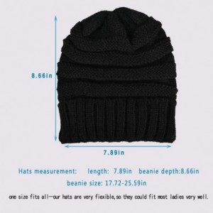 Skullies & Beanies Womens Slouchy Winter Knit Beanie Hats Warm Chunky Ski Cap Soft Skull Knit Cap for Women - ②black&beige - ...