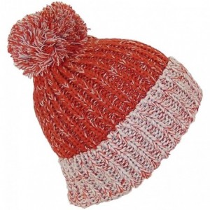 Skullies & Beanies Thick Adult Stockinette Knit Cuffed Beanie W/Pom Pom (One Size - L/XL) - Orange/Beige - CV125R7V78V $6.94