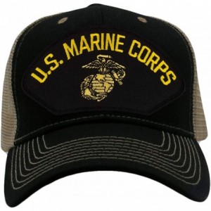 Baseball Caps US Marine Corps EGA Hat/Ballcap Adjustable One Size Fits Most (Black Patch) - Mesh-back Black & Tan - C118S0S0Z...