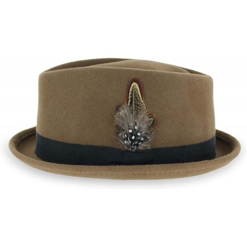 Fedoras Belfry Crushable Porkpie Fedora Vintage - Pecan - CX18DUMAXLW $43.79