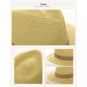 Sun Hats Womens Straw Fedora Brim Panama Beach Havana Summer Sun Hat Party Floppy - 00738_beige - C718S75GHGN $20.57