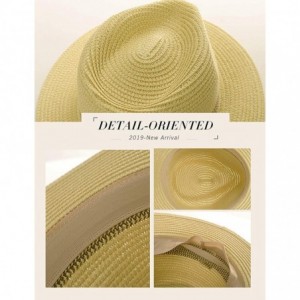 Sun Hats Womens Straw Fedora Brim Panama Beach Havana Summer Sun Hat Party Floppy - 00738_beige - C718S75GHGN $20.57