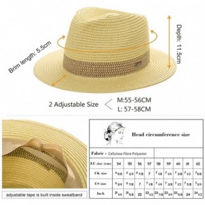 Sun Hats Womens Straw Fedora Brim Panama Beach Havana Summer Sun Hat Party Floppy - 00738_beige - C718S75GHGN $20.57