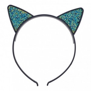 Headbands Black Faux Silver Rhinestones Kitty Cat Ears Headband Set of 3 - CR18G298E0W $10.09