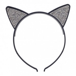 Headbands Black Faux Silver Rhinestones Kitty Cat Ears Headband Set of 3 - CR18G298E0W $10.09