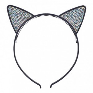 Headbands Black Faux Silver Rhinestones Kitty Cat Ears Headband Set of 3 - CR18G298E0W $10.09