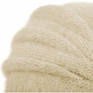 Berets Women's Solid Knit Furry French Beret - Fall Winter Fleece Lined Paris Artist Cap Beanie Hat - Champagne - C8188U8GUYZ...