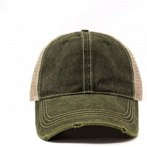 Baseball Caps Vintage Distressed Trucker Hat Adjustable Back Unisex Headwear - Army Green - CW18OY28UUW $10.76