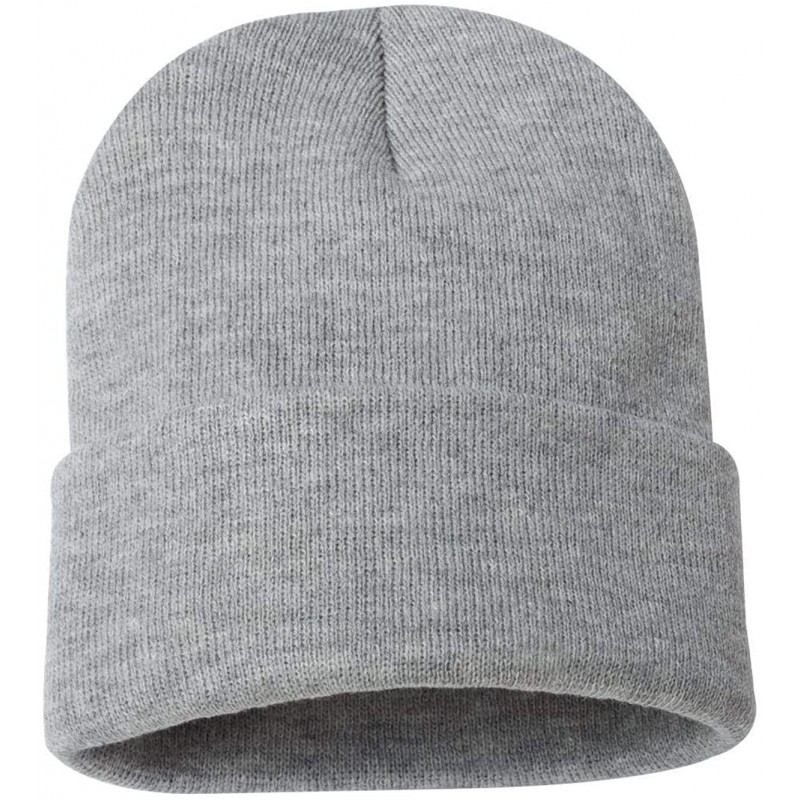 Skullies & Beanies SP12 - 12 Inch Solid Knit Beanie - Heather Grey - CE1180CJN5F $9.67